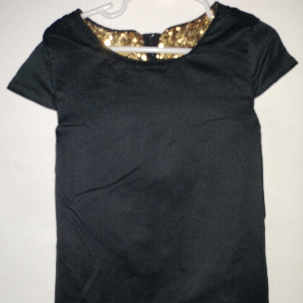 Girls Disney Minnie Mouse Gold Sequin Shift Dress - Picture 13 of 16